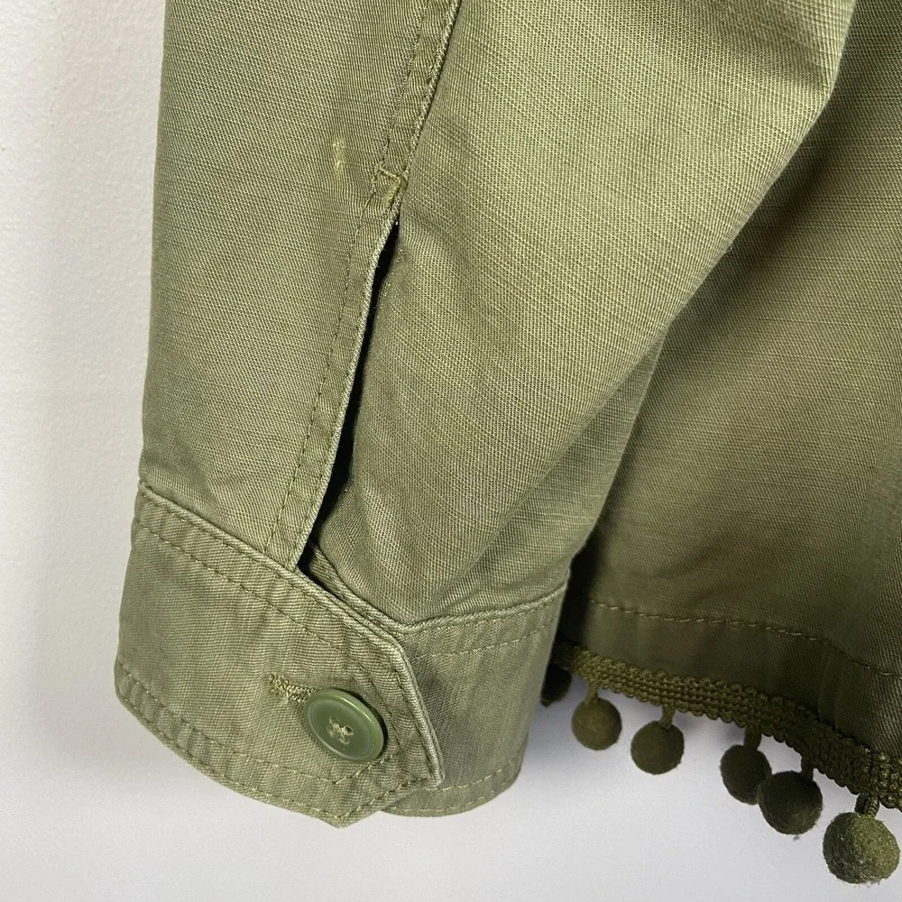 Talbots Jacket‎ Pom Pom Army Green Flap Pockets Gorpcore Lightweight Women's L - Picture 7 of 13
